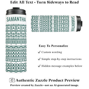 Create Your Own Long Hidden Message & Name Green Thermal Tumbler