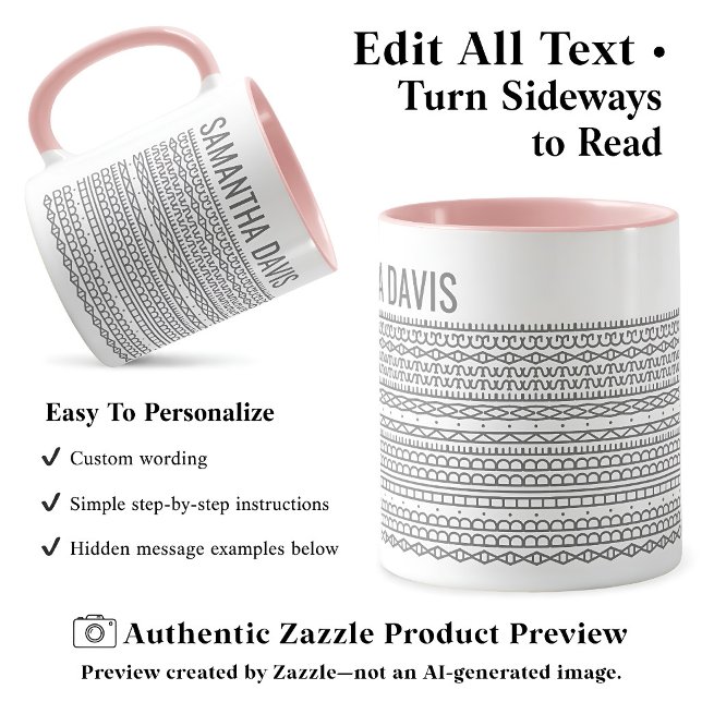 Create Your Own Long Hidden Message & Name Grey Mug (Creator Uploaded)