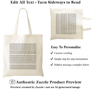 Create Your Own Long Hidden Message & Name Grey Tote Bag