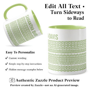 Create Your Own Long Hidden Message & Name L Green Mug