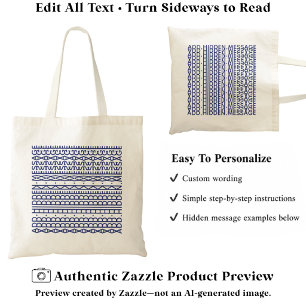 Create Your Own Long Hidden Message & Name Navy Tote Bag