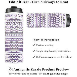 Create Your Own Long Hidden Message & Name Purple Thermal Tumbler