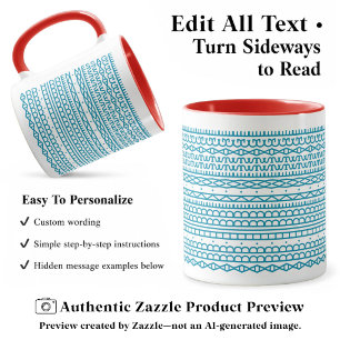 Create Your Own Long Hidden Message, Text, Aqua Mug