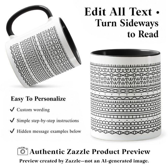 Create Your Own Long Hidden Message, Text, Black Mug (Creator Uploaded)
