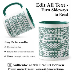Create Your Own Long Hidden Message, Text, D Green Mug