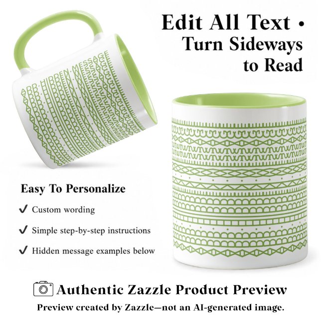 Create Your Own Long Hidden Message, Text, L Green Mug (Creator Uploaded)