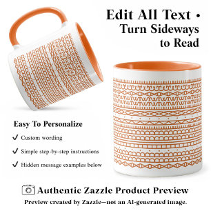 Create Your Own Long Hidden Message, Text, Orange Mug