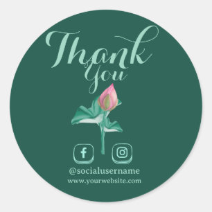 Create Your Own Lotus Thank You and Social Media Classic Round Sticker