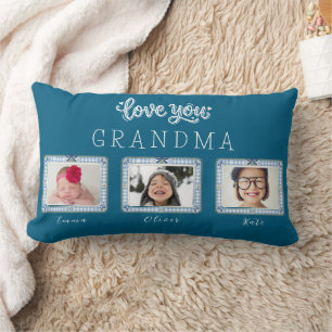 Create Your Own Love You Grandma 3 Photo Cute Lumbar Cushion