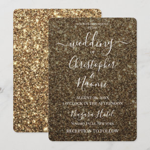 Create Your Own Lux Wedding Glitter Print Invitation
