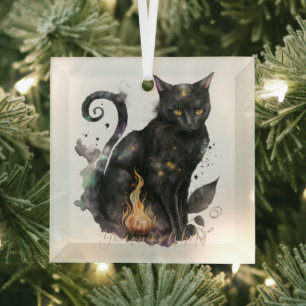 Create Your Own Magic Black Cat Glass Tree Decoration