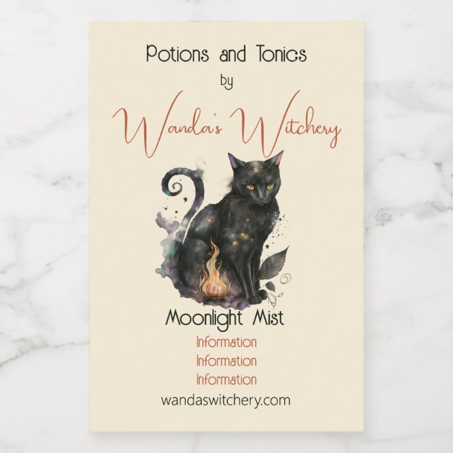 Create Your Own Magic Black Cat Wine Label (Single Label)