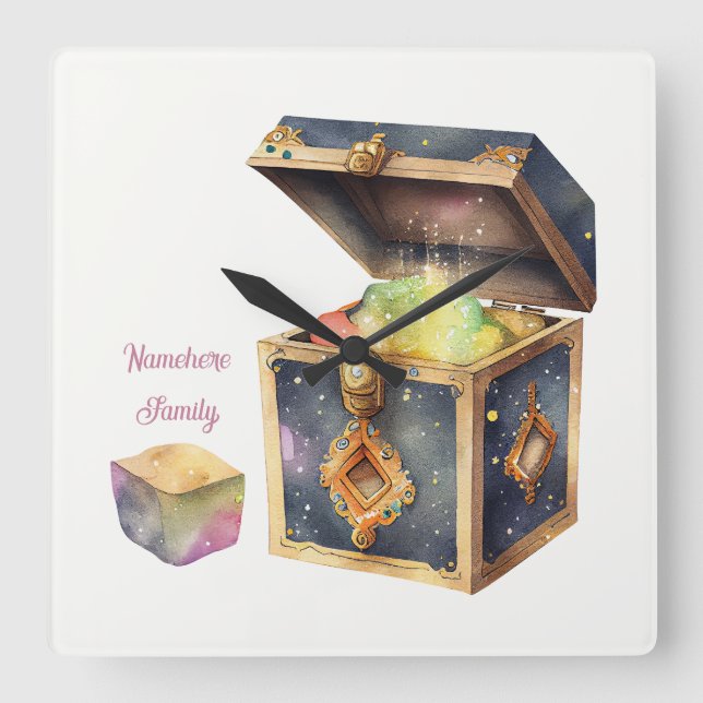Create Your Own Magic Box & Gem Square Wall Clock (Front)
