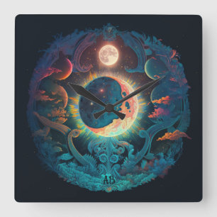Create Your Own Magical Blue Moon Square Wall Clock