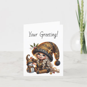 Create Your Own Magical Christmas Gnome Snowman Holiday Card