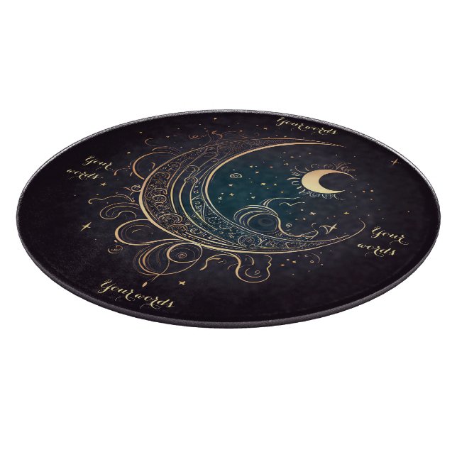Create Your Own Magical Gold Filigree Moon Altar Cutting Board (Corner)