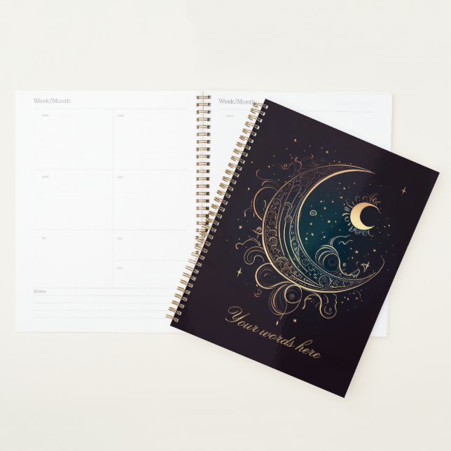 Create Your Own Magical Gold Filigree Moon Planner (Display)