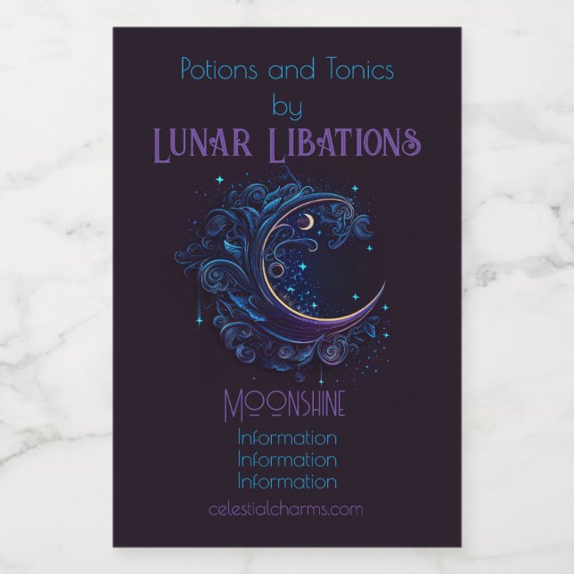 Create Your Own Magical Moon Waves Wine Label (Single Label)