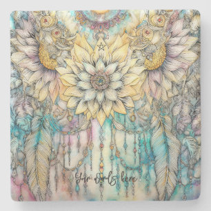 Create Your Own Magical Pastel Sunflower Mandalas Stone Coaster