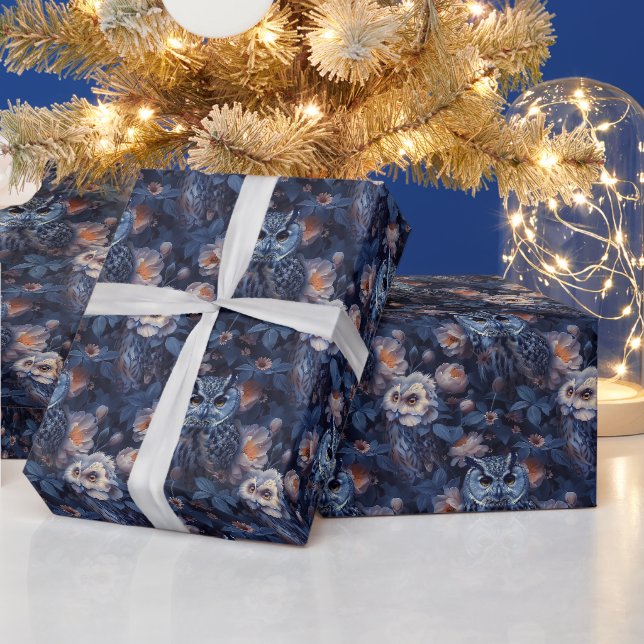 Create Your Own Magical Peonies Owls Wrapping Paper (Holidays)