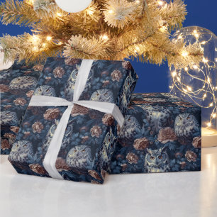 Create Your Own Magical Peonies Snow Owls Wrapping Paper