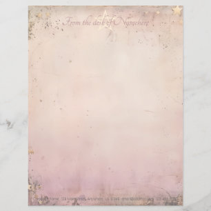 Create Your Own Magical Pink Gold Starry Custom Letterhead