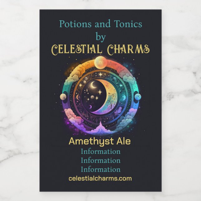 Create Your Own Magical Rainbow Moons Wine Label (Single Label)
