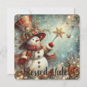 Create Your Own Magical Solstice Snowman Wizard Card