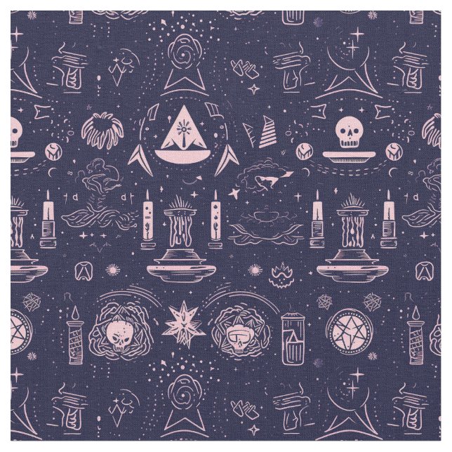 Create Your Own Mauve Pagan Symbols Purple Fabric (Close Up)
