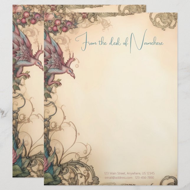 Create Your Own Mediaeval Fantasy Creature Custom Letterhead (Front/Back)