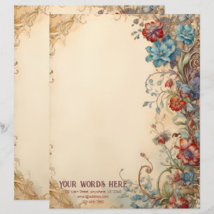 Create Your Own Mediaeval Midsummer Garden Floral Custom Letterhead