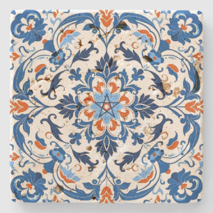 Create Your Own Mediterranean Azure Clementine Stone Coaster