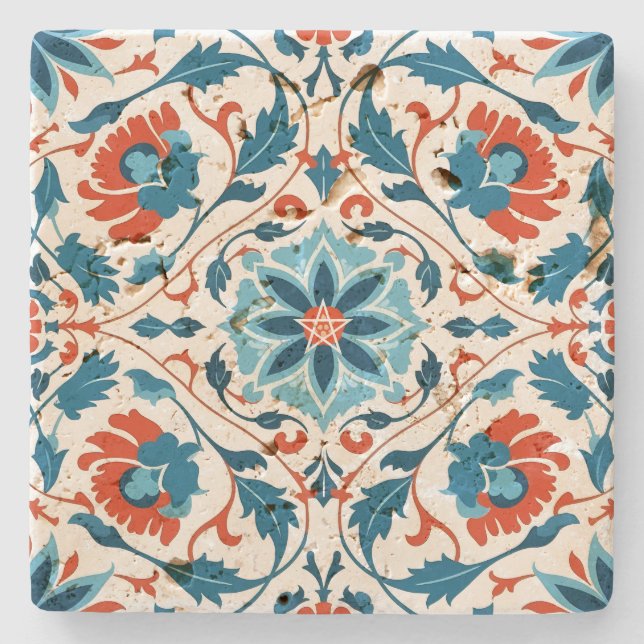 Create Your Own Mediterranean Azure Orange Stone Coaster (Front)