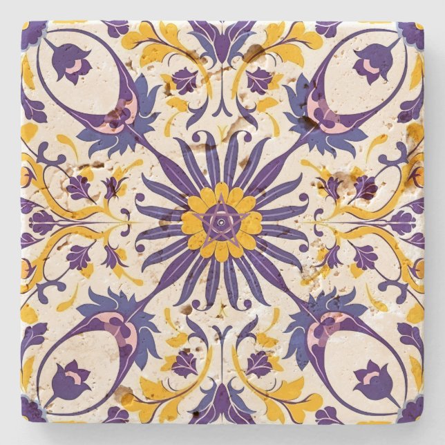 Create Your Own Mediterranean Golden Amethyst Stone Coaster (Front)