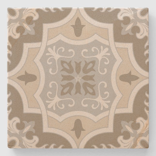 Create Your Own Mediterranean Ornamental Yule Stone Coaster (Front)