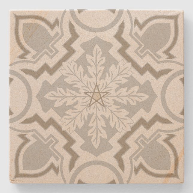 Create Your Own Mediterranean Snowflake Yule Stone Coaster (Front)