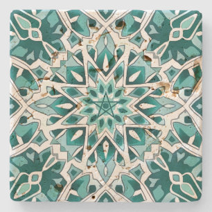 Create Your Own Mediterranean Style Teal Green Stone Coaster