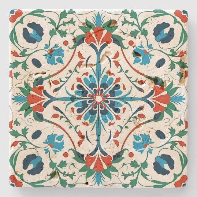 Create Your Own Mediterranean Yule Blossoms Stone Coaster (Front)
