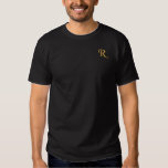 Create Your Own Mens Faux Gold Monogrammed Black Embroidered T-Shirt<br><div class="desc">Create your own custom, personalised, comfortable, casual, loose fitting, heavyweight, 100% cotton, tagless, mens embroidered monogram / initials t-shirt. Simply type in your initial / monogram, to customise. Makes a great custom gift, for brother, son, father, husband, boyfriend, grandpa, godfather, godson, grandfather, grandson, groom, groomsman, nephew, cousin, uncle, dad, best...</div>