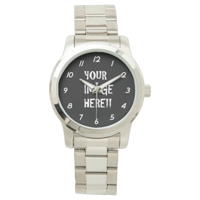 Create Your Own Men's Oversized Silver Bracelet Watch (Front)