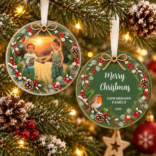 Create your own Merry Christmas family photo Ornament