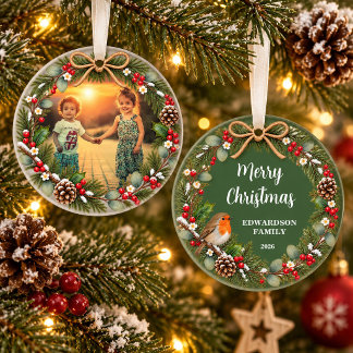 Create your own Merry Christmas family photo Ornament