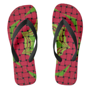 Create your own Merry Christmas Woven flips flops Thongs