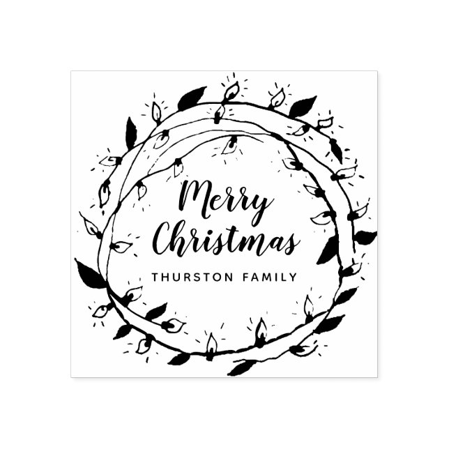 Create Your Own | Merry Wreath | Personalised Rubber Stamp (Imprint)
