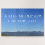 Create Your Own Message Scenic Mountain Horizon Jigsaw Puzzle<br><div class="desc">Design features mountain landscape photograph of scenic view with big blue cloudless sky. Customize with your own favorite inspirational or motivational quote. Click Personalize to add your own text. Click customize if you want to change the font, color or size of font. Other designs available. Email us at highsightsaerialimaging@gmail.com if...</div>