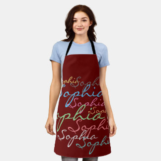 Create your own messy name text unique calligraphy apron