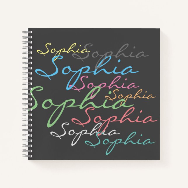 Create your own messy name text unique calligraphy notebook (Front)