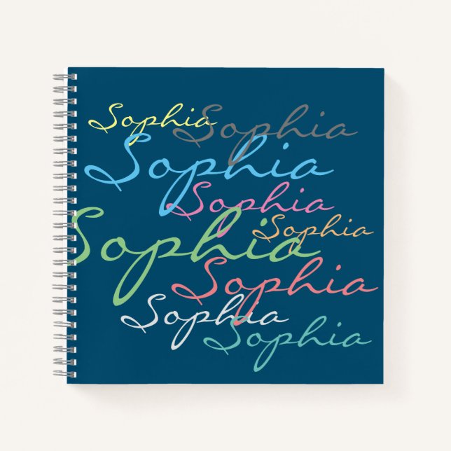 Create your own messy name text unique calligraphy notebook (Front)