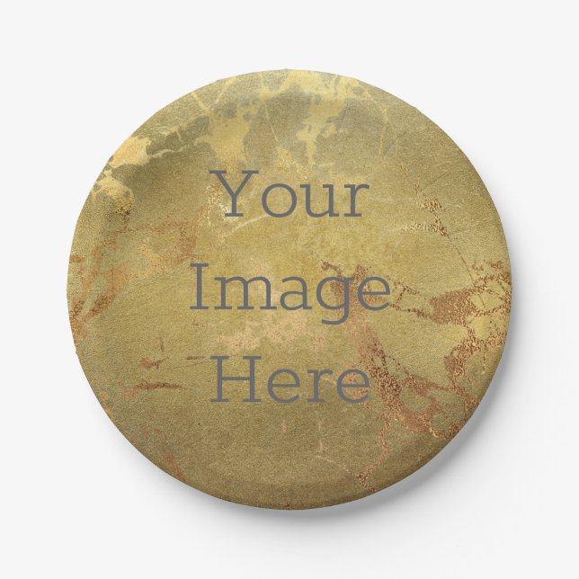 Create Your Own Metallic Gold Faux Foil Marble Paper Plate (Front)