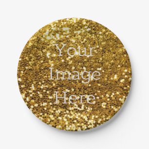 Create Your Own Metallic Gold Glitter Faux Foil Paper Plate